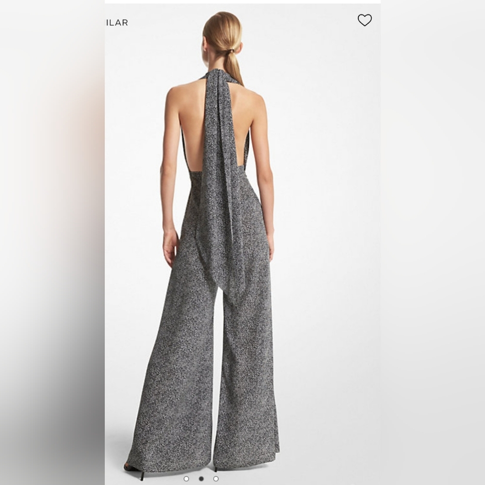Michael Kors Collection Mini Cheetah Organic Silk Crepe De Chine Jumpsuit